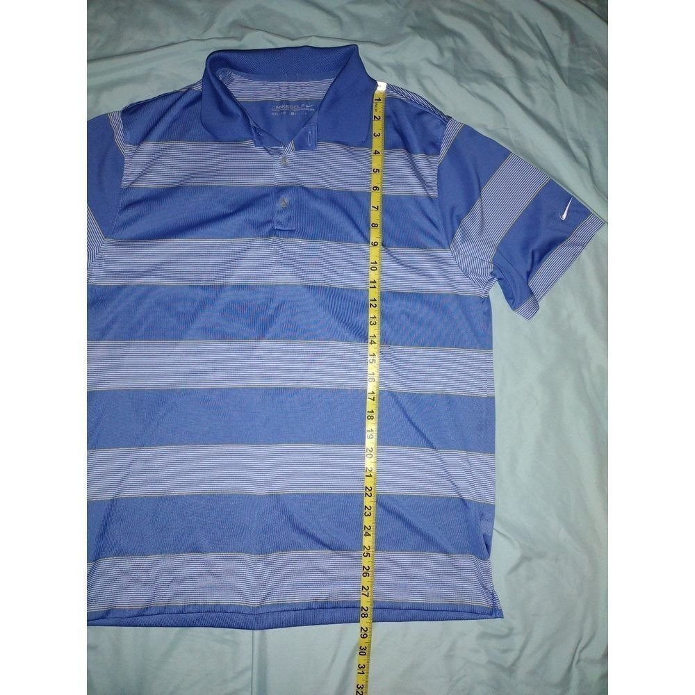Nike Golf Dri Fit Men's Blue Striped Polo Shirt‎ Short Sleeve Size Large - Picture 4 of 5